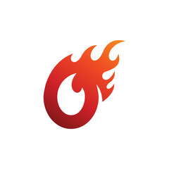 Letter O logo with fire flame shape, emblem, design concept, creative symbol, icon business or corporate