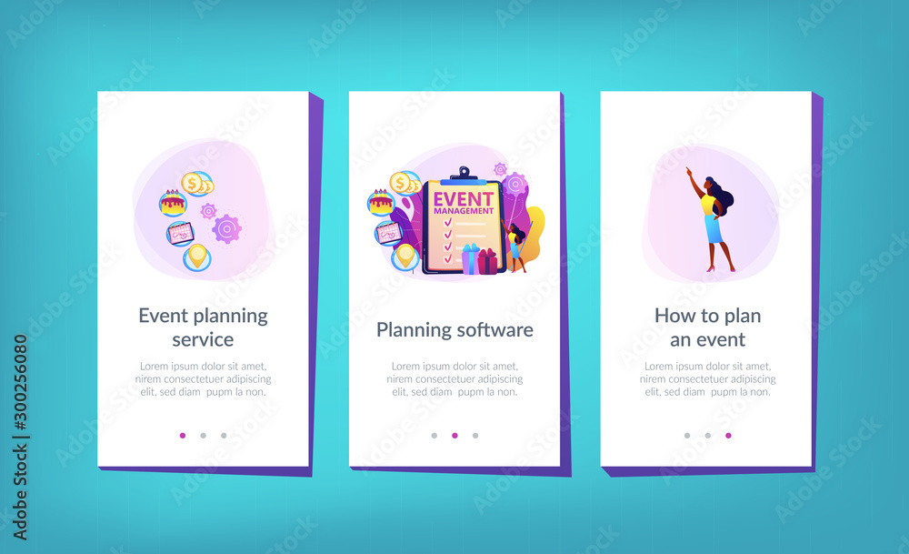 Poster manager with checklist creating event plan and development. event management and planning service, h