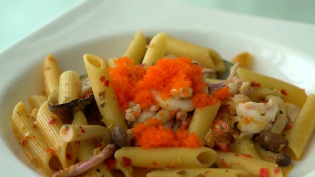 spicy penne seafood  - fusion food style