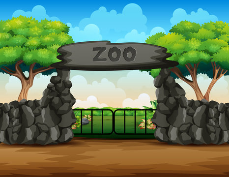 Background scene of zoo park with big gate