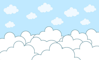 Abstract kawaii Clouds cartoon on blue sky, background. Concept for children and kindergartens or presentation