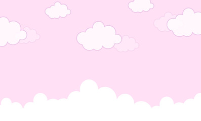Abstract kawaii Clouds cartoon sky, background. Concept for children and kindergartens or presentation
