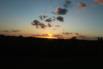 atardecer, sol, paisaje