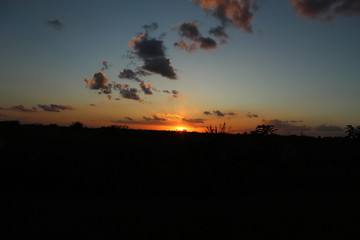 atardecer, sol, paisaje