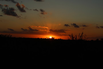 atardecer, sol, paisaje