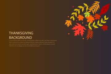 Thanksgiving background with dry leaves. Can be used for poster, banner, flyer, invitation, website or greeting card. Vector illustration