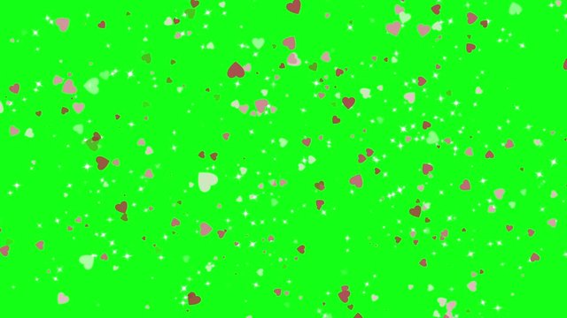colorful heart motion graphic on green screen with love for valentine's day, celebration of love