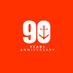 90 Year Anniversary Vector Template Design Illustration