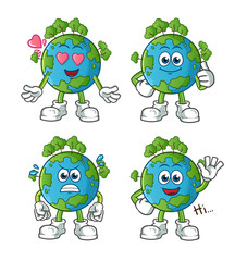 set of earth mascot vector cartoon art illustration