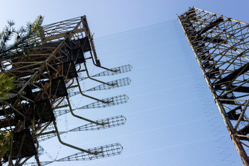 The radar antenna of the Duga military missile system in Chernobyl in Ukraine.
