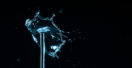 Fototapeta na wymiar Water splash crown. Drop collision on black background