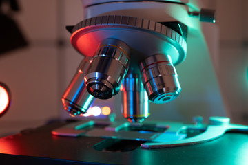 professional microscope in biological laboratory