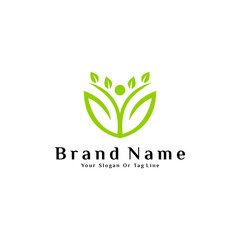 The logo design concept is a combination of leaves and people vector template