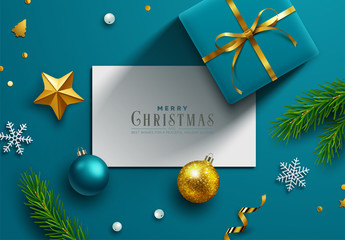 Christmas background, banner, frame, header, background or greeting card design. Vector Illustration - 300266883