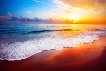 Poster wunderschöner tropischer Sonnenuntergang und Meer © Alexander Ozerov