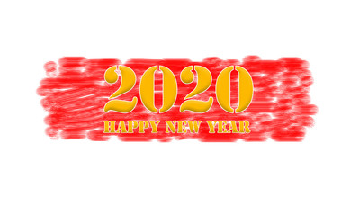2020 happy new year   Yellow Black Stamp Text on red backgroud