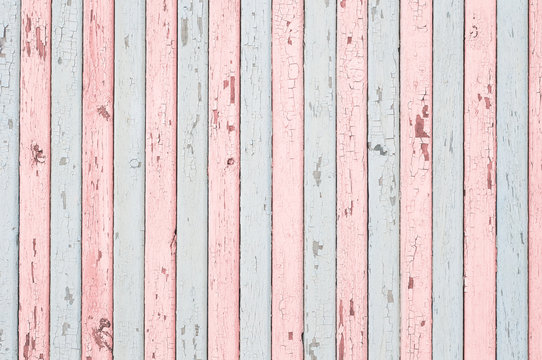 Pale blue and pink wood planks texture or background