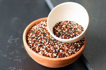 Set of quinoa Red, white and brown quinoa.