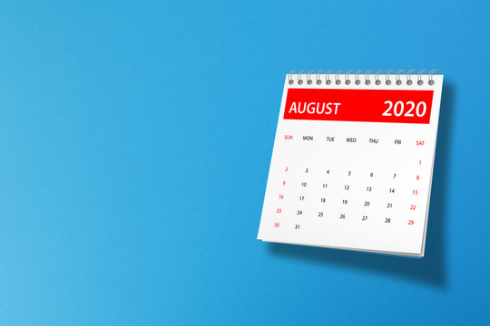August 2020 Calendar On Blue Background