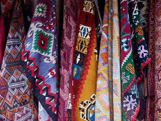 Traditional turkey carpets at the town street store
