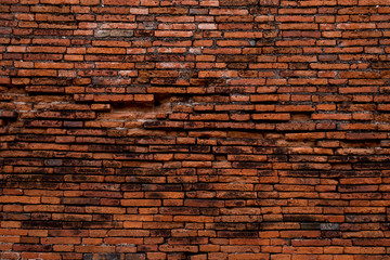 Red brick cement pattern architecture wall background.The exterior texture design concrete construction art frame.