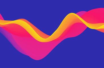 Abstract wavy background with modern gradient colors. Trendy liquid design. Motion sound wave. Vector illustration for banners, flyers and presentation.
