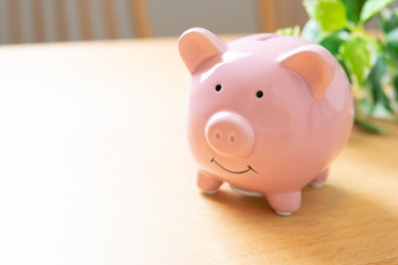 豚の貯金箱と小銭