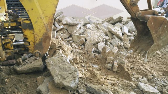 JCB demolishing and Digging