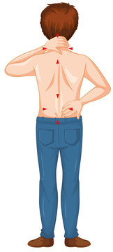 recommend clip art: Back of human male on white background
