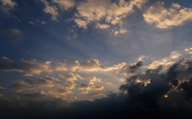 Dramatic sky with clouds. Nature background.