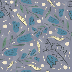 Hand Drawn Pattern with flowers, plants