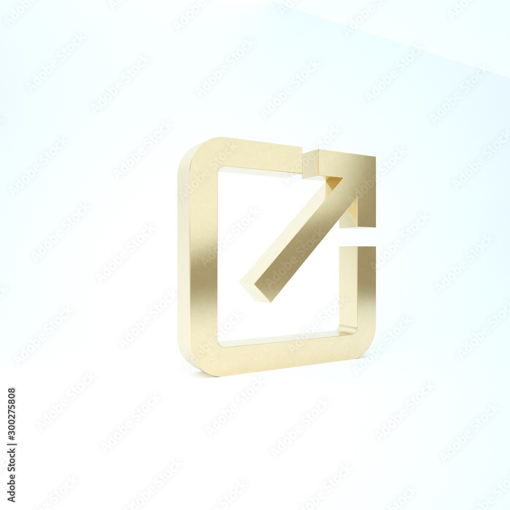 Poster gold open in new window icon isolated on white background. open another tab button sign. browser fra