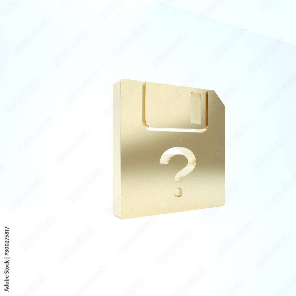Poster gold unknown document icon isolated on white background. file with question mark. hold report, servi