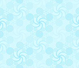 Vector background from blue snowflakes. Frosted glass. Wrapping paper. Seamless pattern.