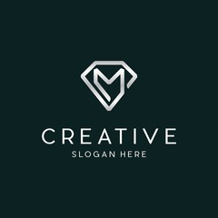 Letter M Diamond Luxury Creative Icon Logo Design Template Element Vector