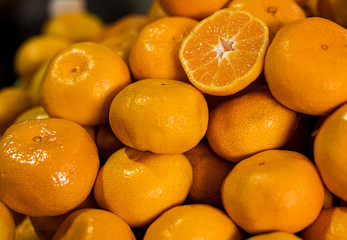 Beautiful fresh tangerine on the market
