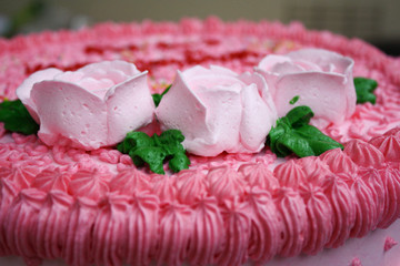 Homemade Delicious Decorated Cake With Cream