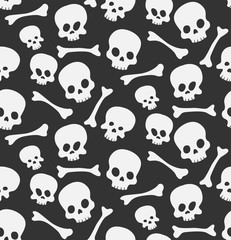 Skulls and bones vector seamless pattern background. Suitable for wallpaper, wrapping, fabric and backgrounds