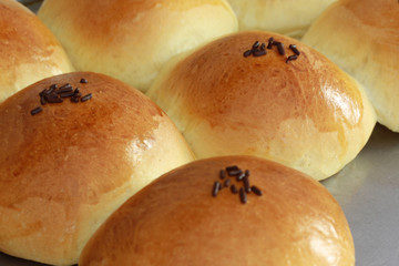 Homemade Delicious And Fresh Baked Bread With Cheese and Chocolate