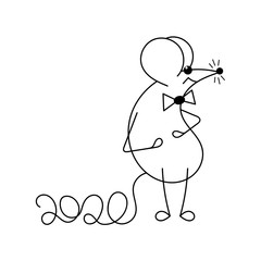 Cute mouse symbol of 2020. Chinese zodiac. Vector Template for your design. Graphics