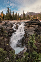 Athabasca Falls on the upper Athabasca river is waterfall in Jasper national park