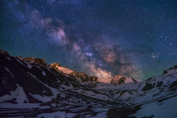 Fototapeta na wymiar Milky Way over Tien Shan mountain tops