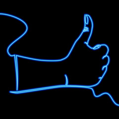 Continuous line hand gesture Like neon concept