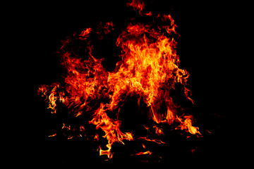 Fire on a dark background. Background from fire. Fire close up. Background for designers.Wood fire...