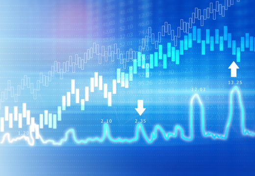 stock market finance graph background with abstract Growth graph chart. 2d illustration.