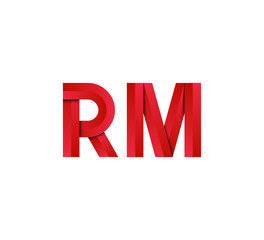 Initial two letter red 3D logo vector RM