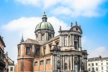 Saint Aubin's catherdral in the historic center of  Namur, Wallonia, Belgium