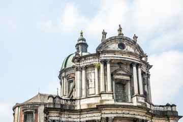 Fototapeta na wymiar Saint Aubin's catherdral facade in the historic center of Namur, Wallonia, Belgium