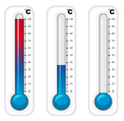 Thermometers in three degree celcius