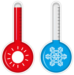 Two thermometers for hot and cold weather